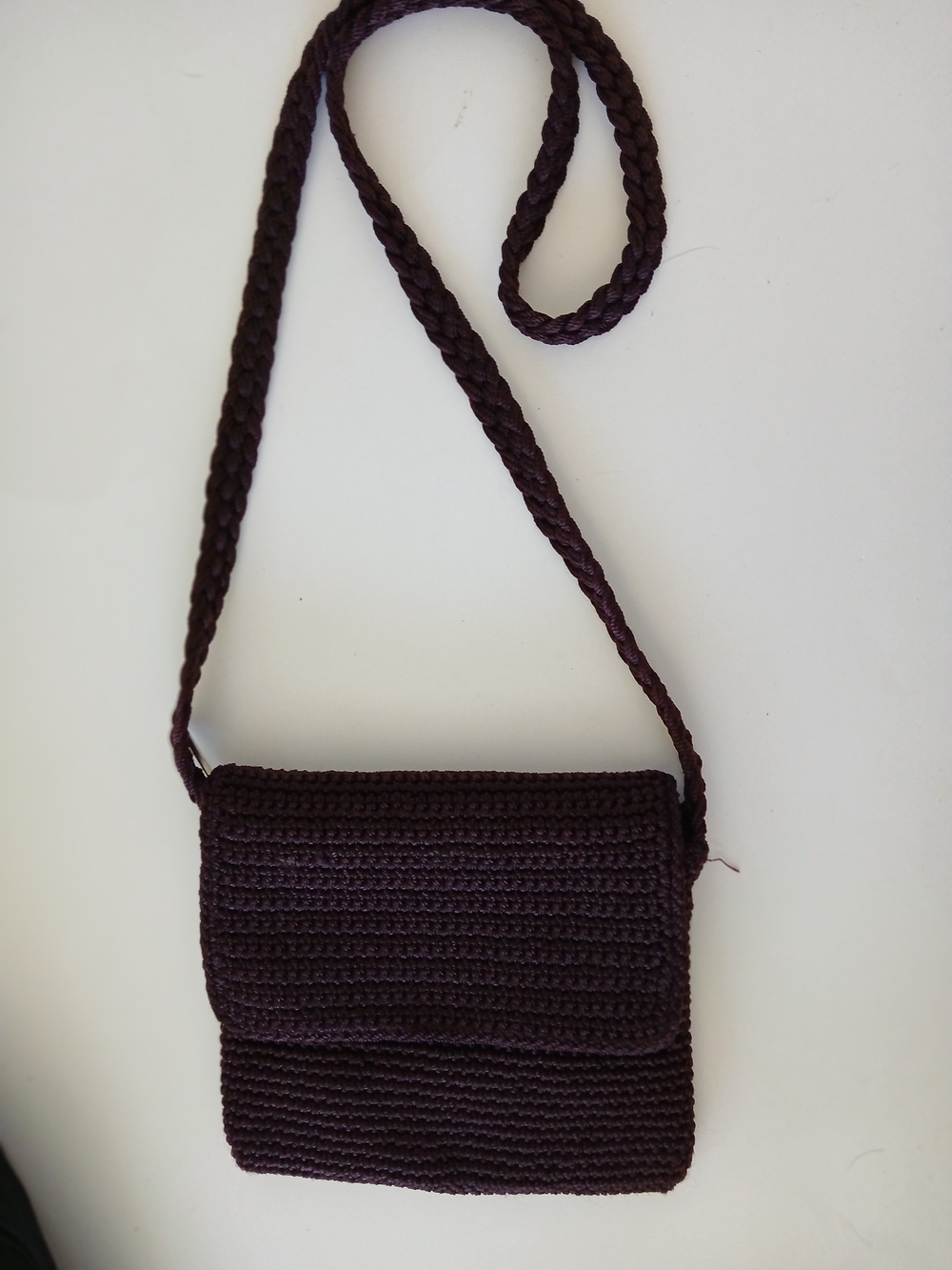 The Sak Crochet Foldover Zip Crossbody Bag in Wine/Burgundy